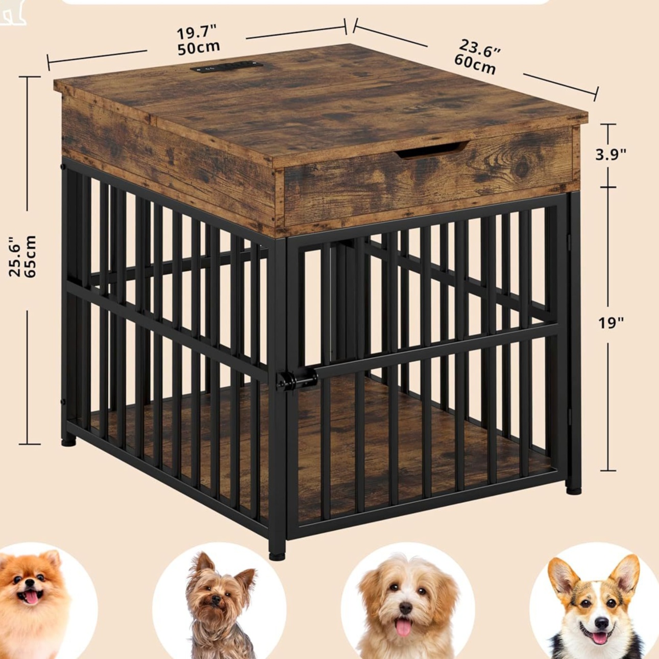ペットケージ 小型犬用木目調天板付き犬ケージ