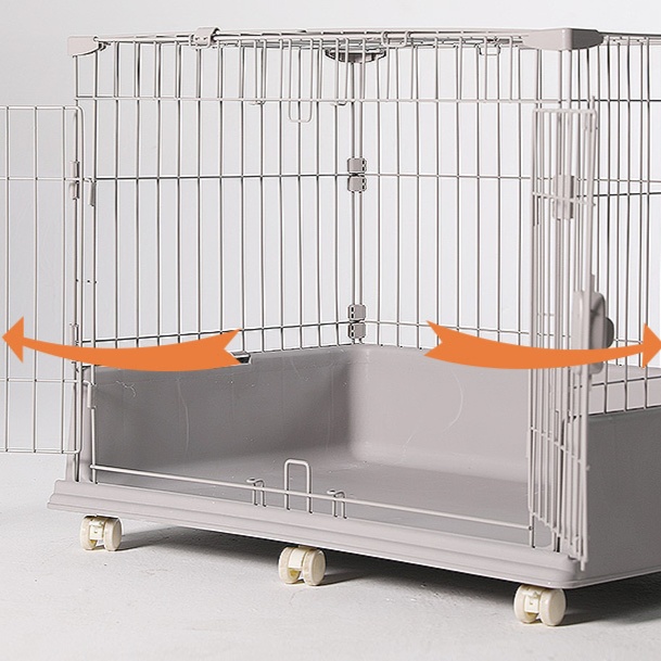 ペットケージ 底面両開き扉付き移動式犬ケージ
