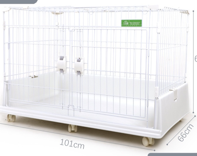 ペットケージ 底面両開き扉付き移動式犬ケージ