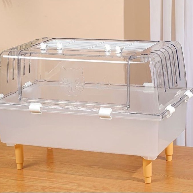 ペットケージ 透明小動物ケージ 通気性抜群 足付き飼育ケース