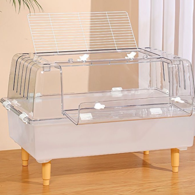 ペットケージ 透明小動物ケージ 通気性抜群 足付き飼育ケース