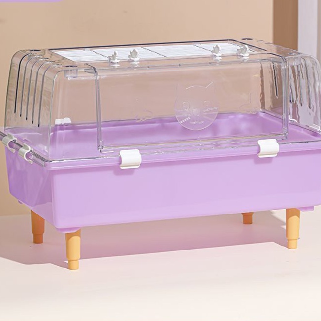 ペットケージ 透明小動物ケージ 通気性抜群 足付き飼育ケース