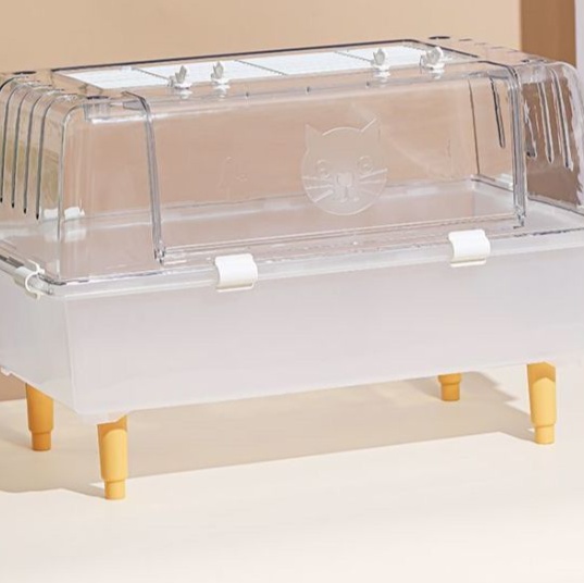 ペットケージ 透明小動物ケージ 通気性抜群 足付き飼育ケース