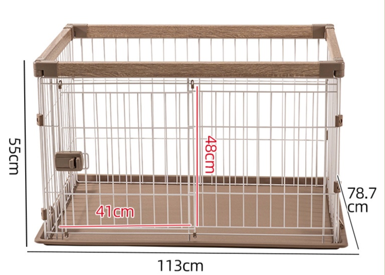 ペットケージ 木目調フレーム二段式犬ケージ