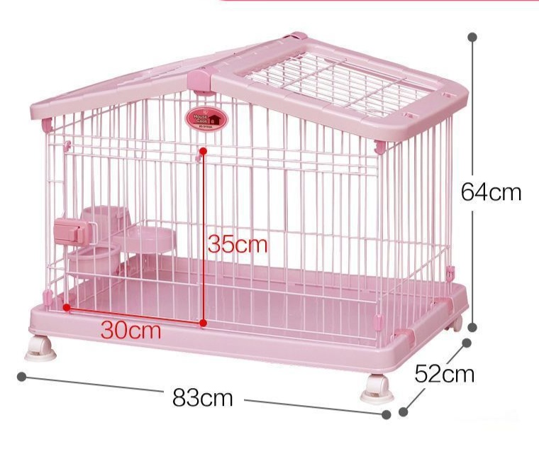 ペットケージ 小型犬用屋根付き移動式犬ケージ