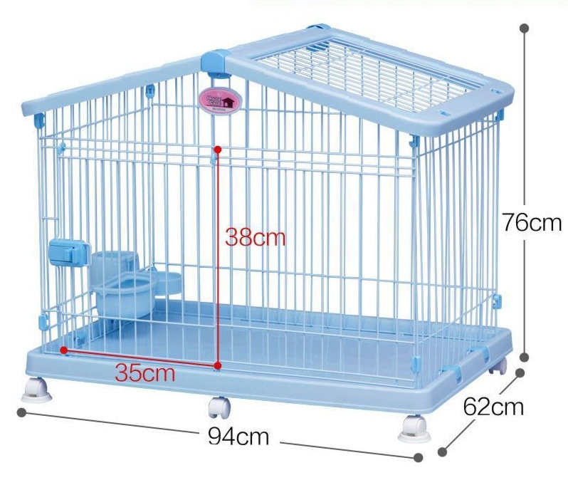 ペットケージ 小型犬用屋根付き移動式犬ケージ