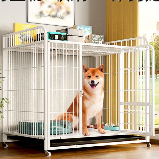 大型犬用収納棚付き移動式ペットケージ