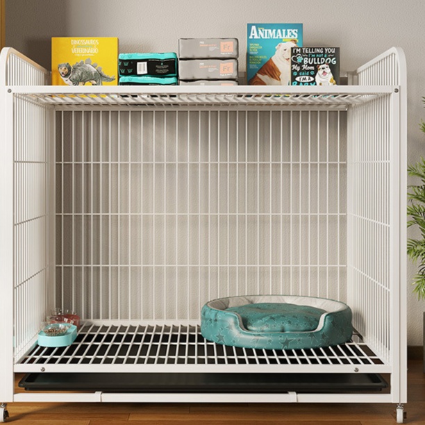 大型犬用収納棚付き移動式ペットケージ