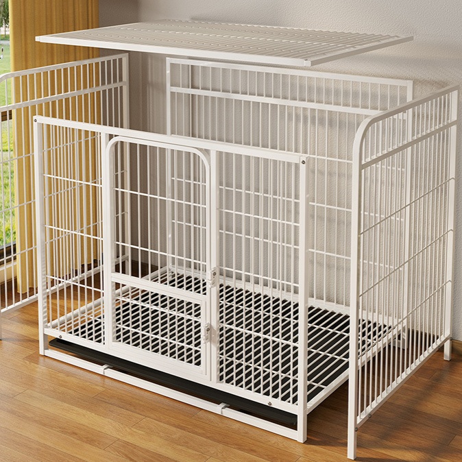 大型犬用収納棚付き移動式ペットケージ