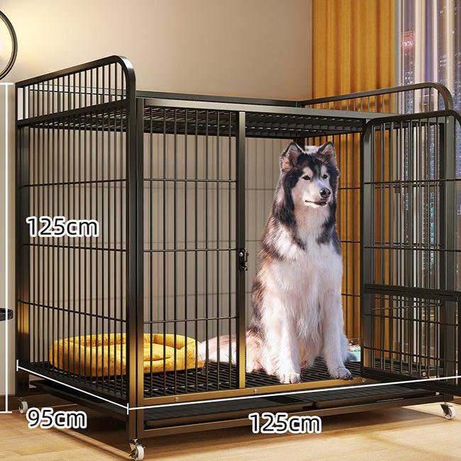 大型犬用収納棚付き移動式ペットケージ