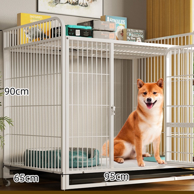 大型犬用収納棚付き移動式ペットケージ