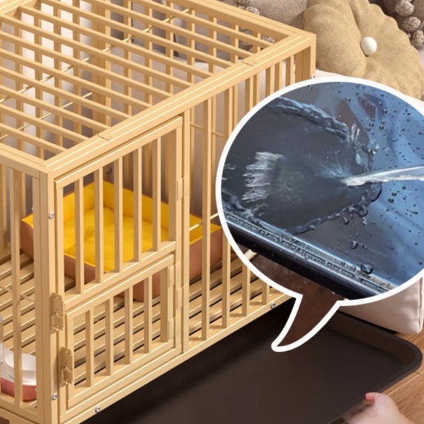 ペットケージ 木製移動式犬用ケージ 耐久性強化底部設計