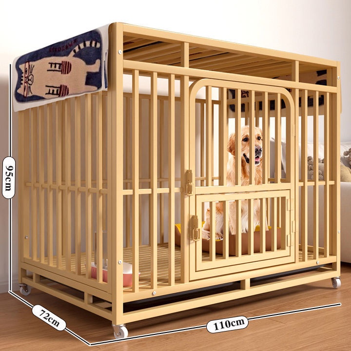 ペットケージ 木製移動式犬用ケージ 耐久性強化底部設計