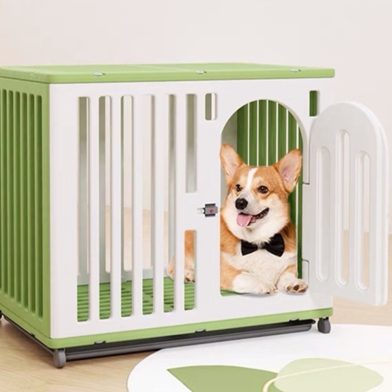 ペットケージ 樹脂製耐咬み犬ケージ 移動式キャスター付き多機能ペットハウス