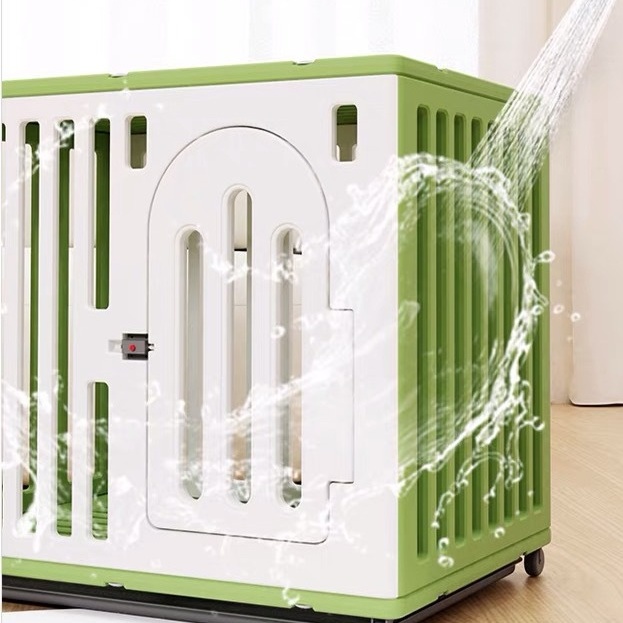 ペットケージ 樹脂製耐咬み犬ケージ 移動式キャスター付き多機能ペットハウス