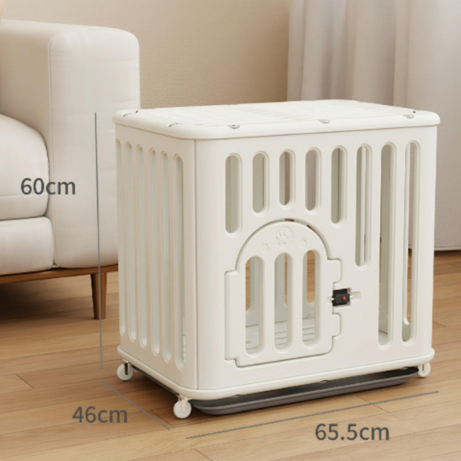 ペットケージ 樹脂製耐咬み犬ケージ 移動式キャスター付き多機能ペットハウス
