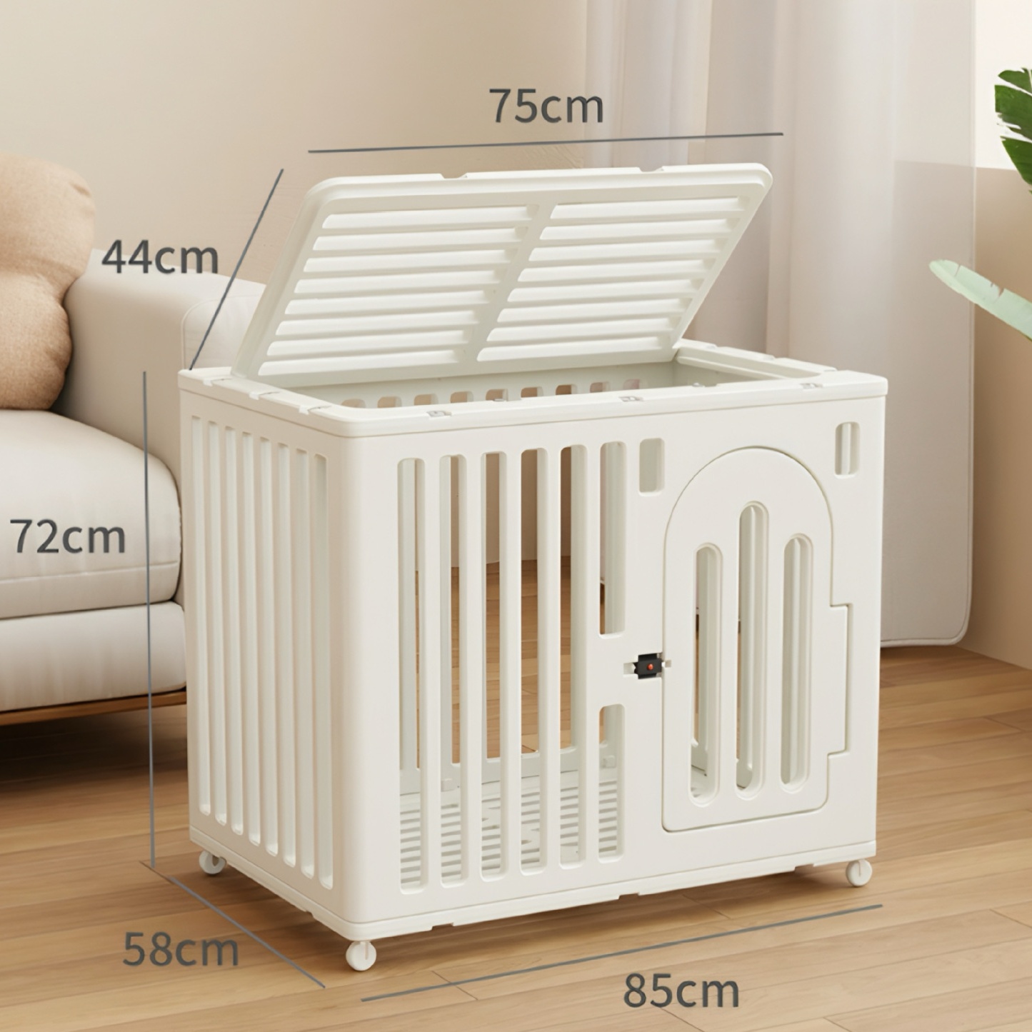 ペットケージ 樹脂製耐咬み犬ケージ 移動式キャスター付き多機能ペットハウス