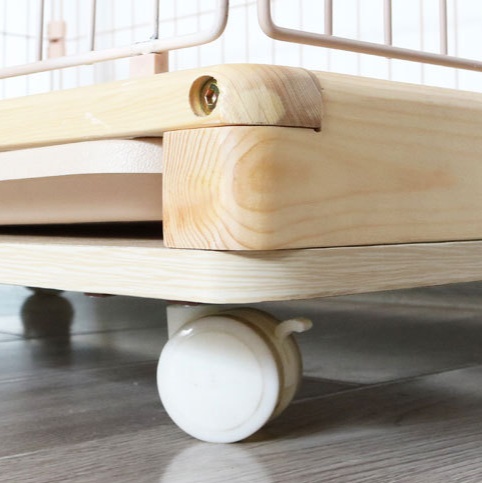 ペットケージ 木製移動式三段猫ケージ