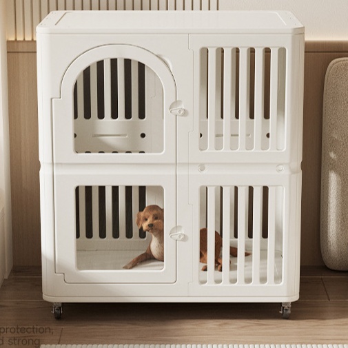 二段式大型ペットケージ 移動式犬小屋 通気性抜群