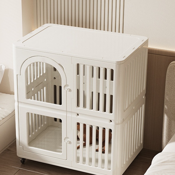 二段式大型ペットケージ 移動式犬小屋 通気性抜群