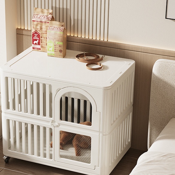 二段式大型ペットケージ 移動式犬小屋 通気性抜群