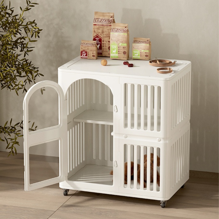二段式大型ペットケージ 移動式犬小屋 通気性抜群