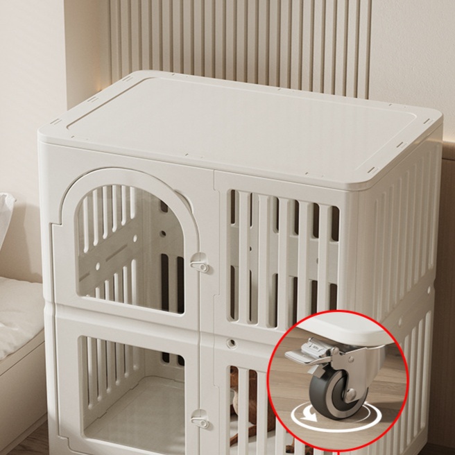 二段式大型ペットケージ 移動式犬小屋 通気性抜群