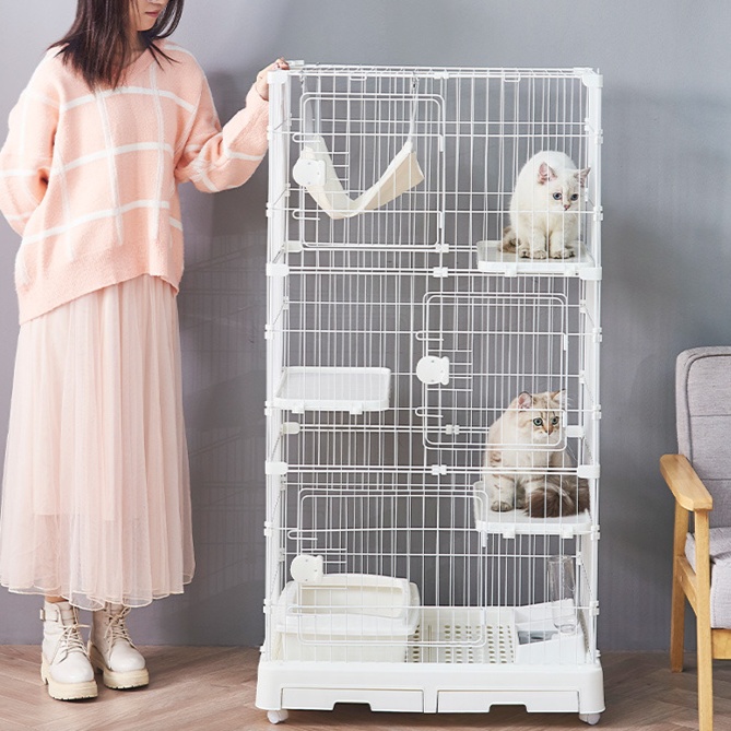 ペットケージ 多層式組み立て簡単猫ケージ二段三段選択可能