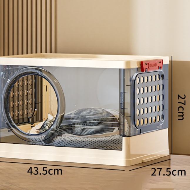 ペットケージ 透明窓付き多機能猫ケージ収納棚一体型