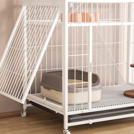 ペットケージ 大型猫砂箱収納可能二段式猫ケージ