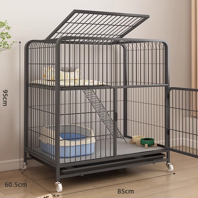 ペットケージ 大型猫砂箱収納可能二段式猫ケージ