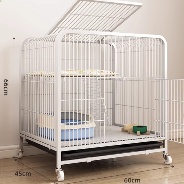 ペットケージ 大型猫砂箱収納可能二段式猫ケージ