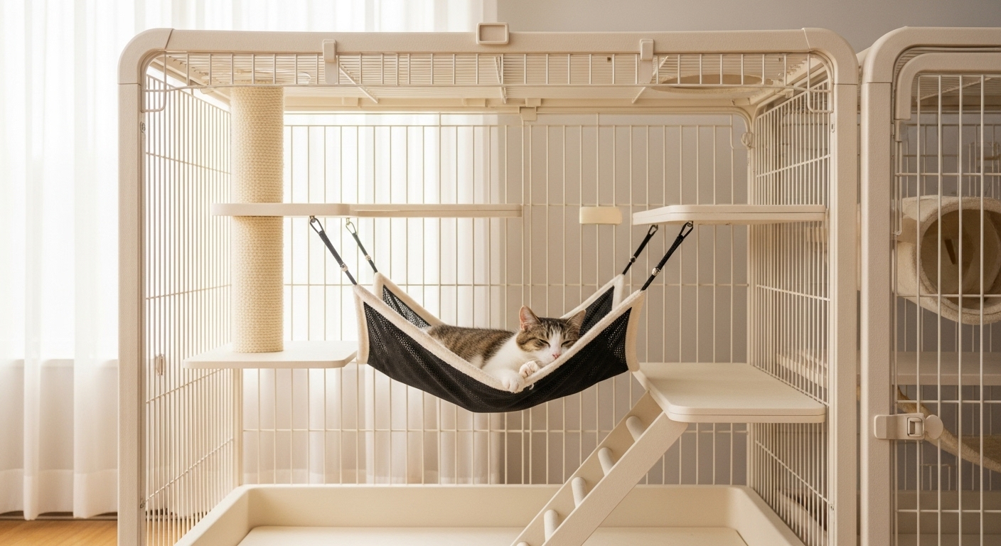 猫のケージにハンモックは必要？選び方と取り付け方を解説