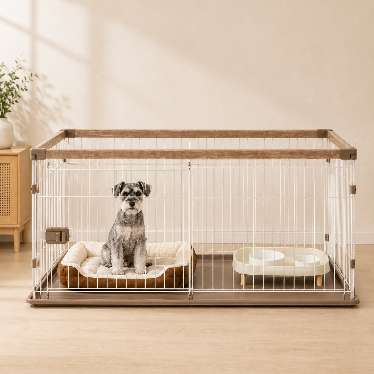 犬用サークル 小型犬 木目調フレーム 広々空間 インテリア シンプル