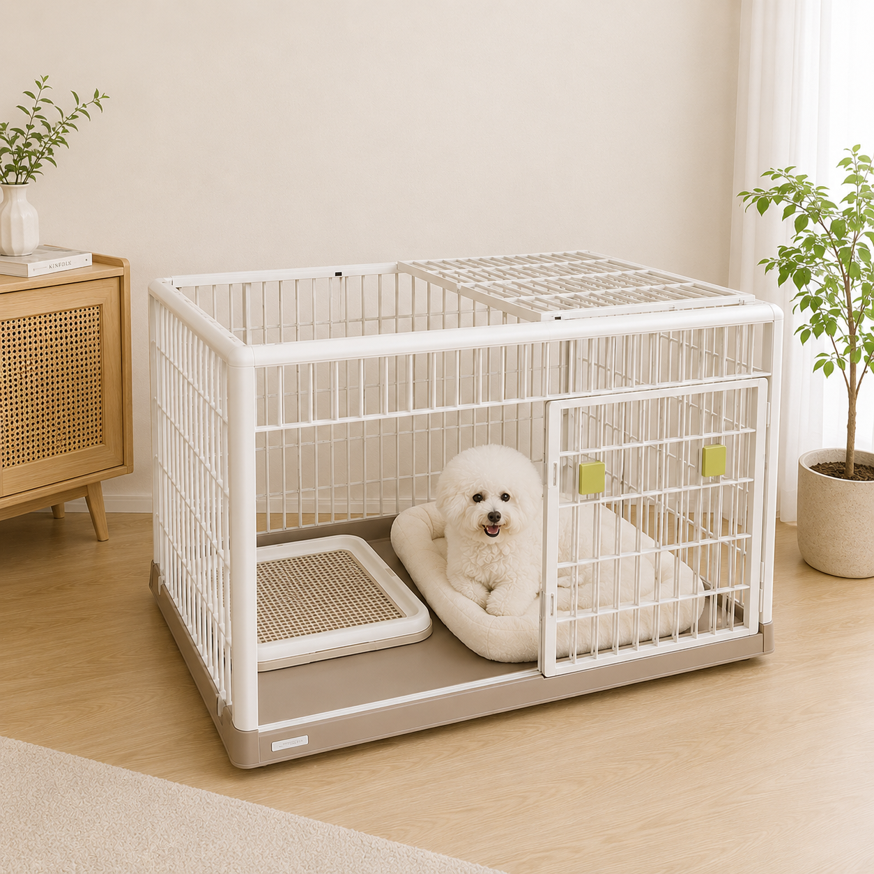 メイン画像:1枚目:犬用ケージ 小型犬~中型犬 シンプル設計 キャスター付き 通気性◎