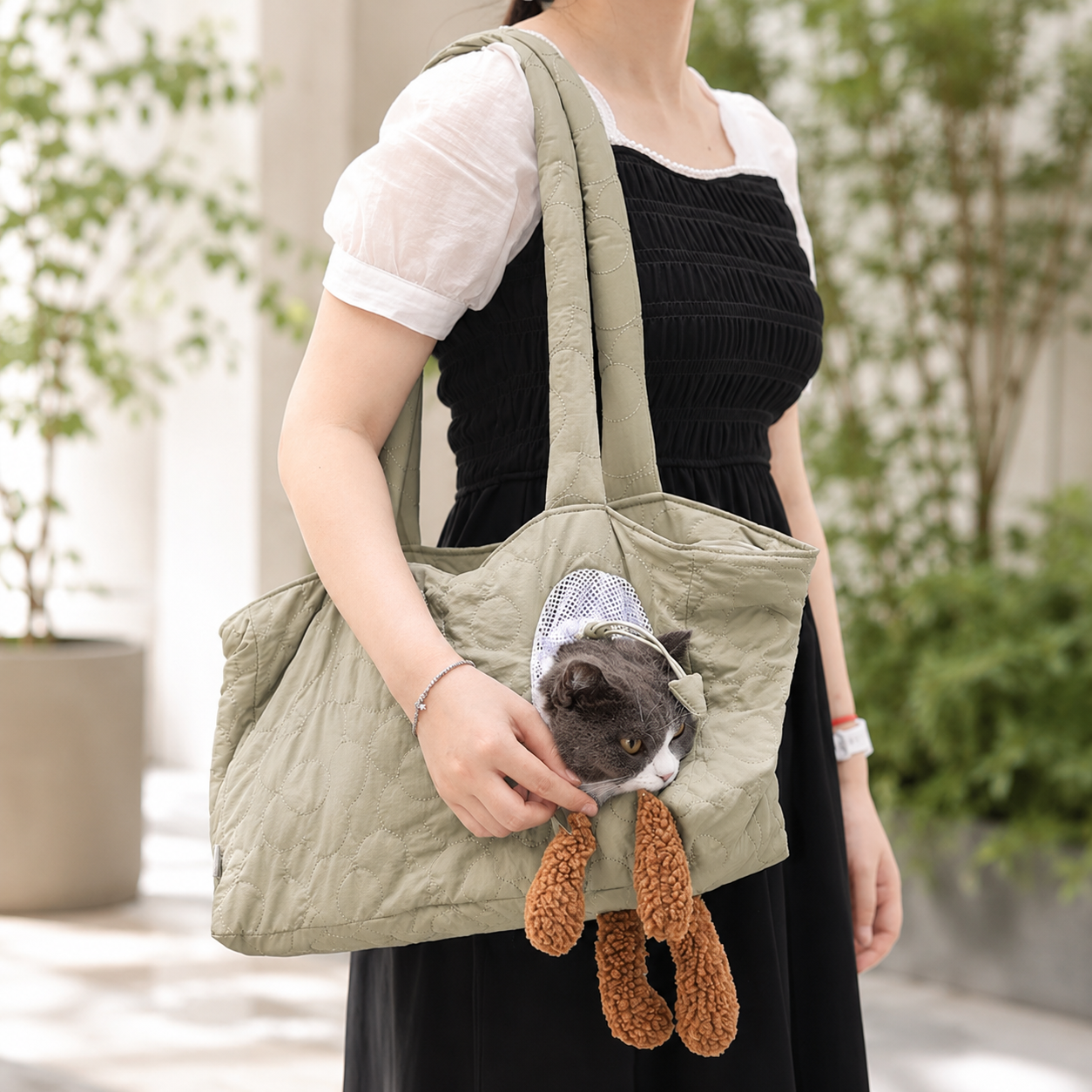 メイン画像:2枚目:犬用キャリーバッグ キルティングペットキャリーバッグ ベルト付き