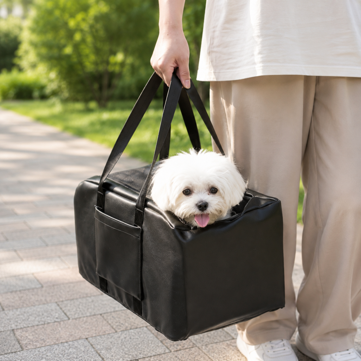 メイン画像:5枚目:犬用キャリーバッグ 小型犬 車載用 シートボックス型 安全設計