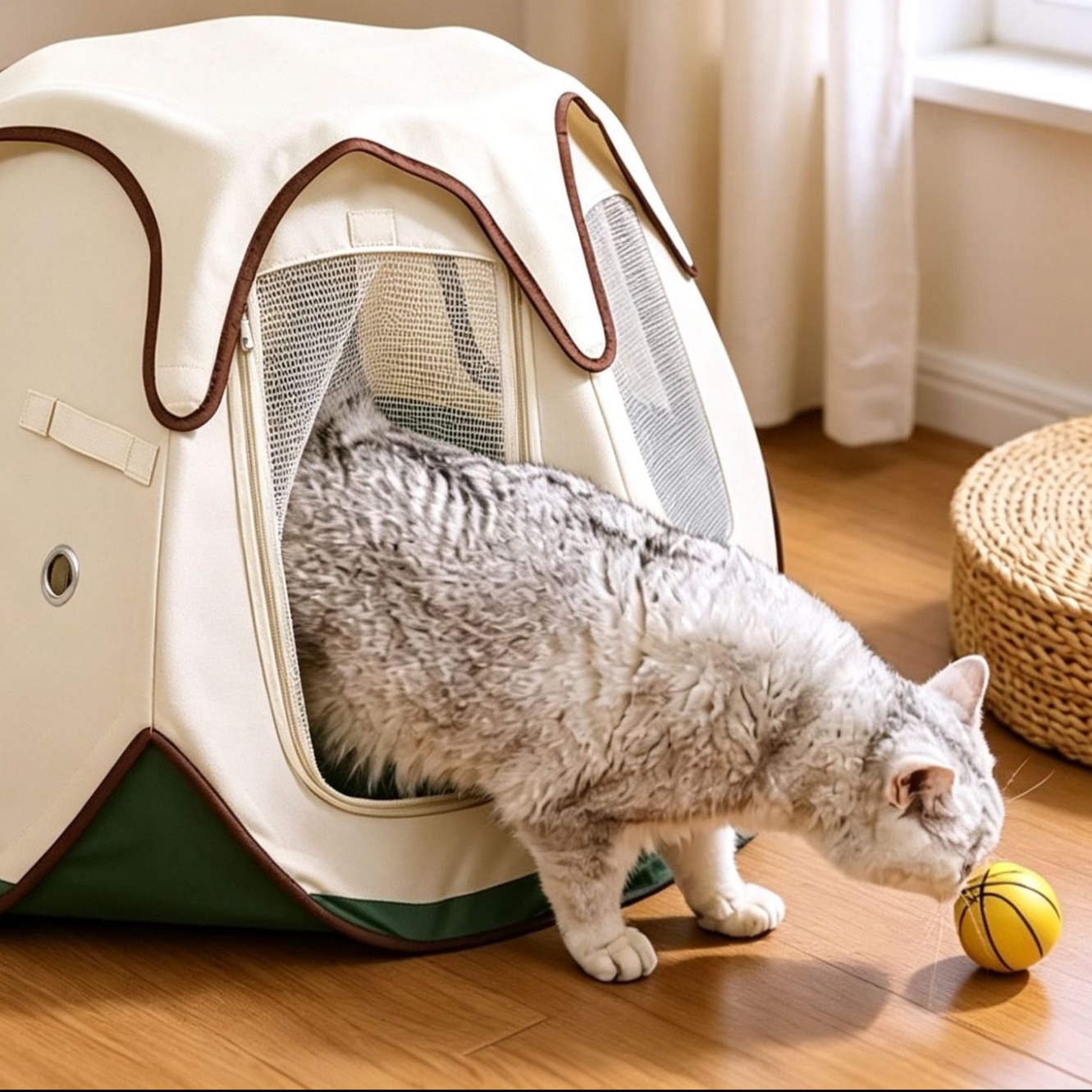 メイン画像:1枚目:ペットケージ 出産見守り機能付き猫用パノラマ型ケージ