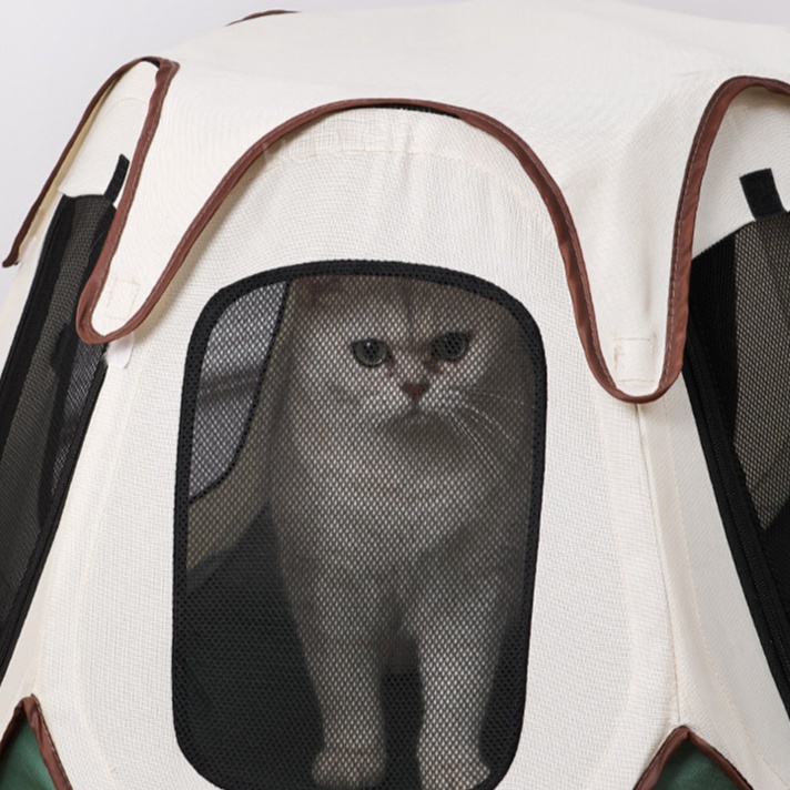 メイン画像:7枚目:ペットケージ 出産見守り機能付き猫用パノラマ型ケージ