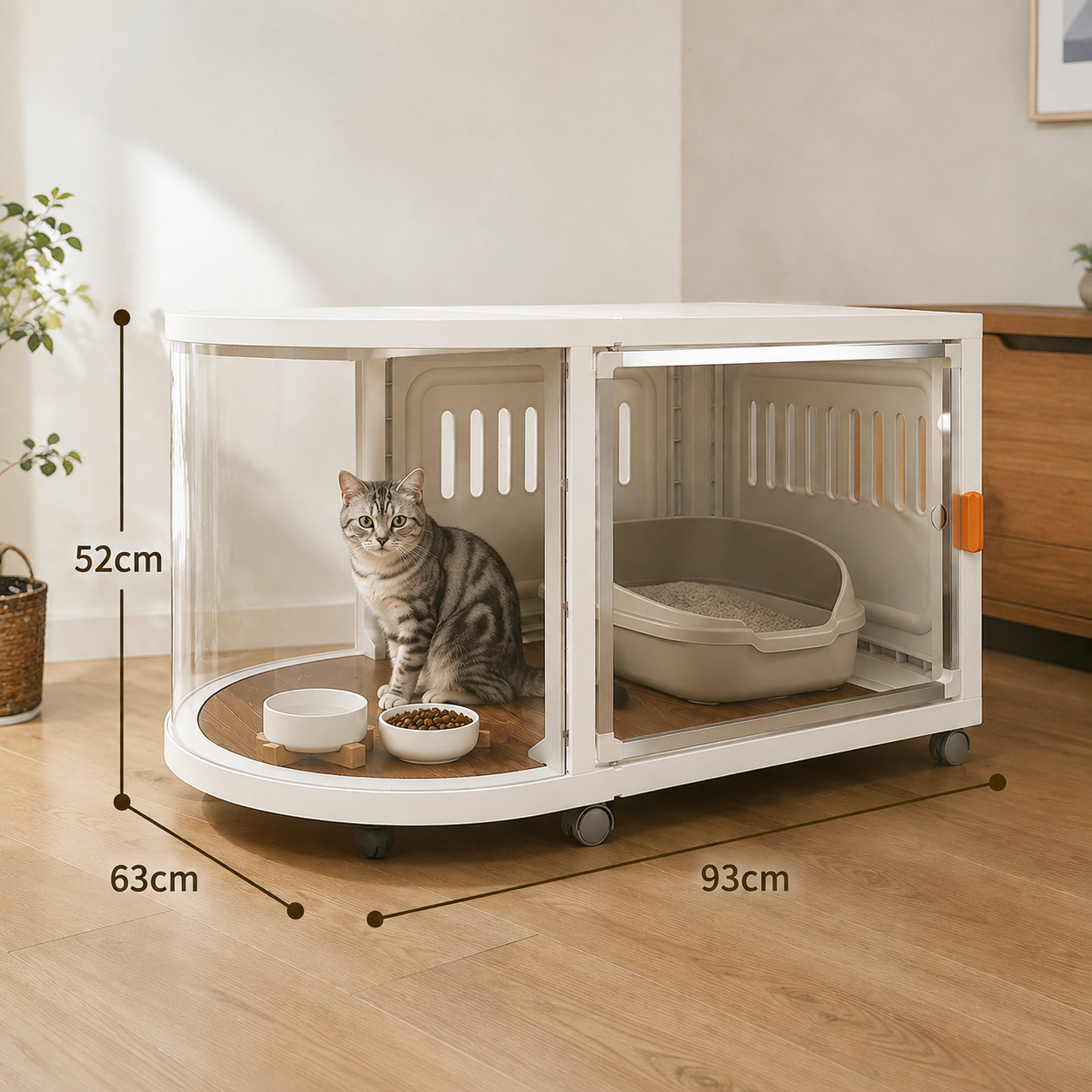 メイン画像:1枚目:猫用ケージ 3段 透明扉 広々空間 多頭飼いOK キャスター付き