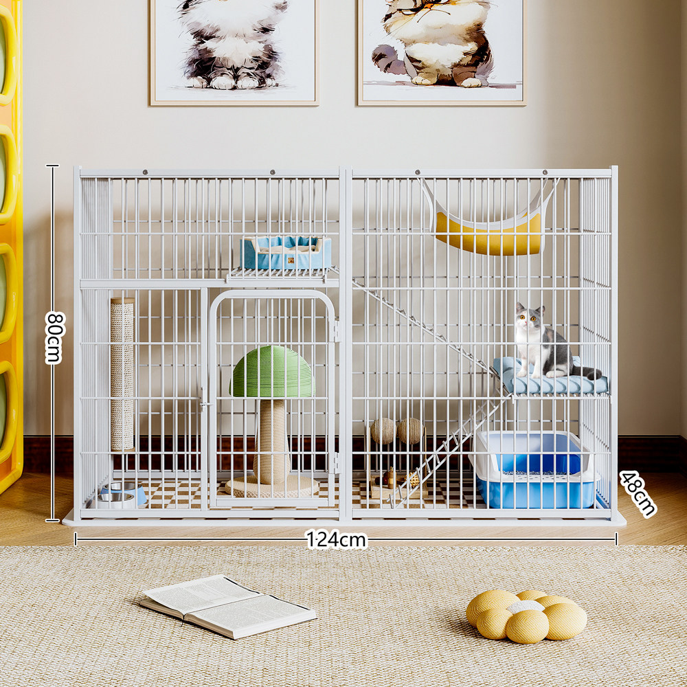 メイン画像:4枚目:ペットケージ 大型三段式多頭飼い対応猫用ケージ