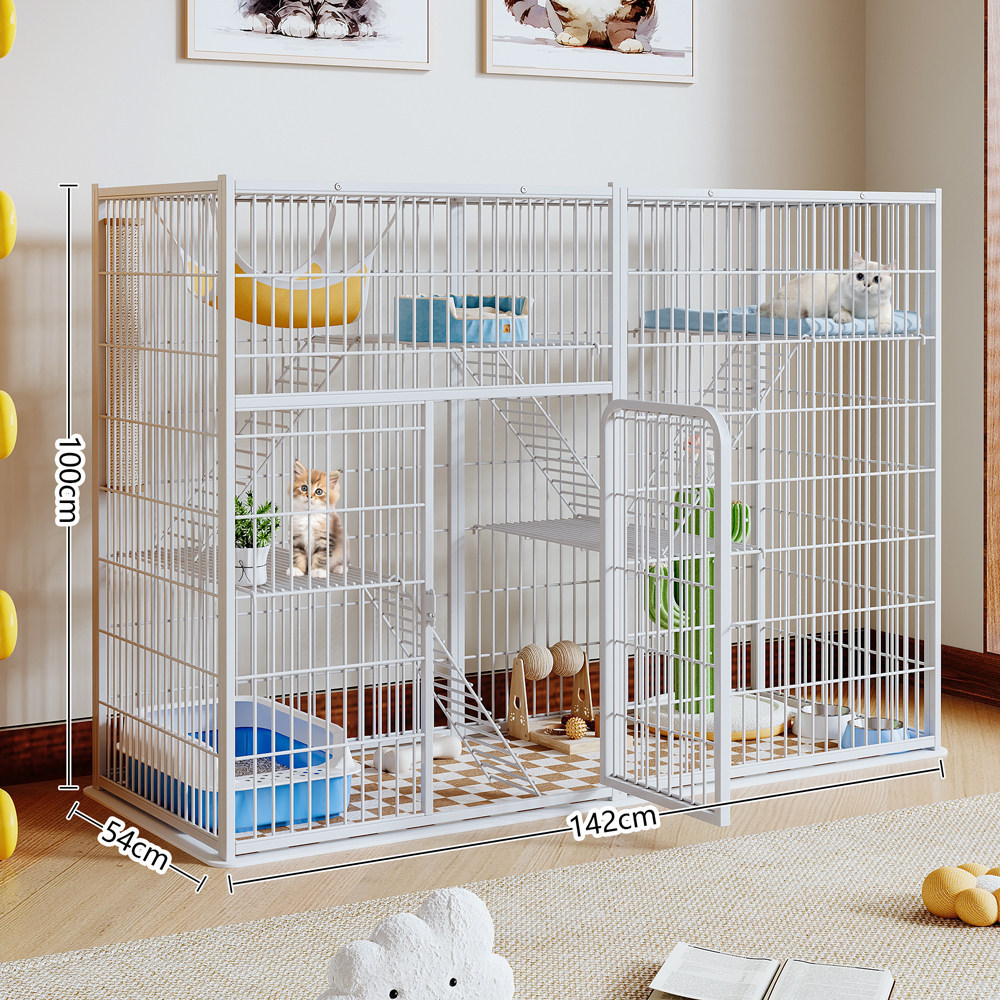メイン画像:6枚目:ペットケージ 大型三段式多頭飼い対応猫用ケージ