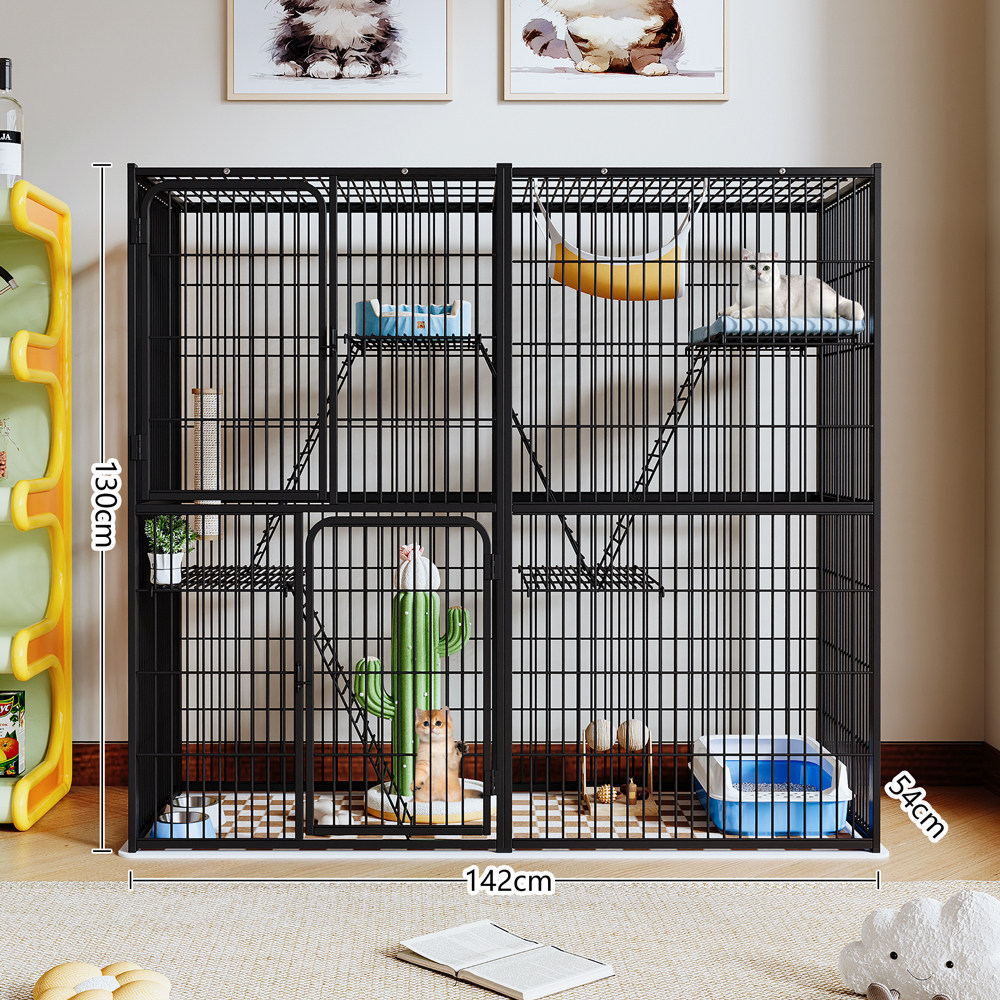 メイン画像:7枚目:ペットケージ 大型三段式多頭飼い対応猫用ケージ