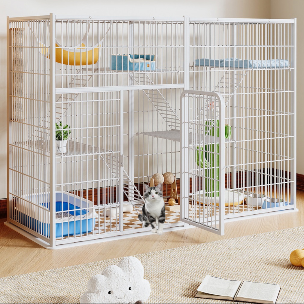 メイン画像:0枚目:ペットケージ 大型三段式多頭飼い対応猫用ケージ