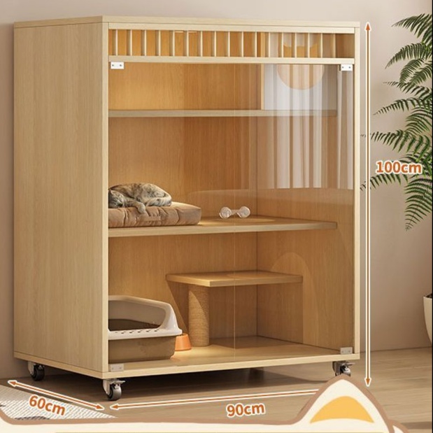 メイン画像:9枚目:ペットケージ 移動式木製猫ケージ三段大型ペットハウス