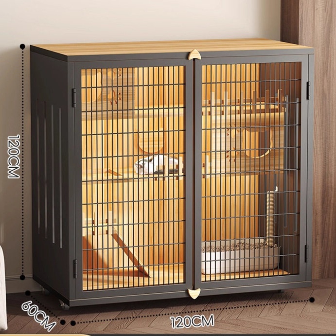 メイン画像:4枚目:大型多段式通気性抜群猫用ペットケージ四段タイプ