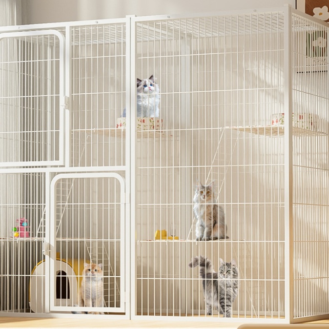 メイン画像:0枚目:ペットケージ 大型三段式猫用別荘ケージ 多層設計 拡張可能