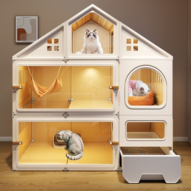 メイン画像:1枚目:ペットケージ 大型三階建て猫用ハウス多機能ペット邸宅
