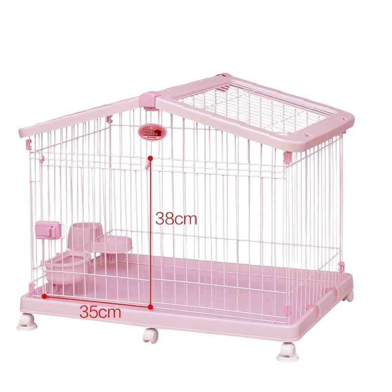 ペットケージ 小型犬用屋根付き移動式犬ケージ