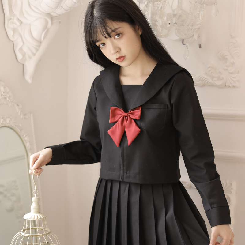 制服コスプレ 清楚な赤リボンセーラー服上下セット